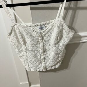 Hollister Cream Lace Crop Top